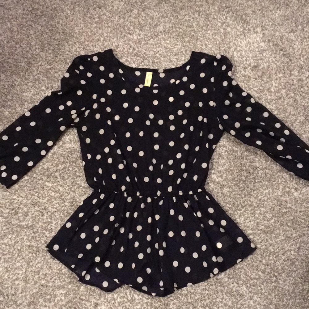 Polka dot peplum blouse